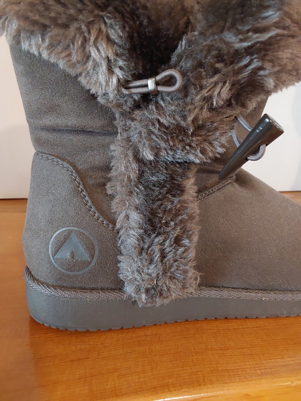 Ladies Gray Faux Fur Trim Boots - Size 7.5
